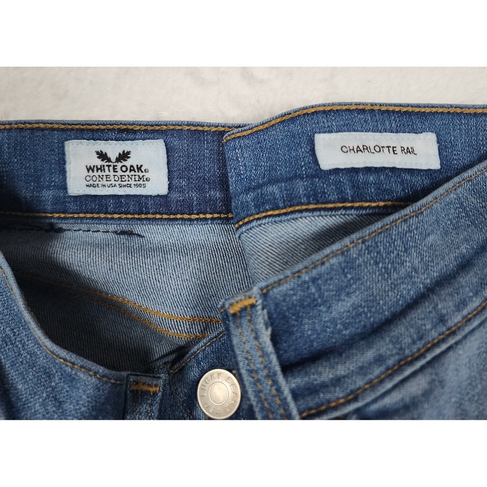 Lucky Brand Charlotte Rail Jeans Womens 6 28 Blue White Oak Distressed USA - Picture 5 of 13